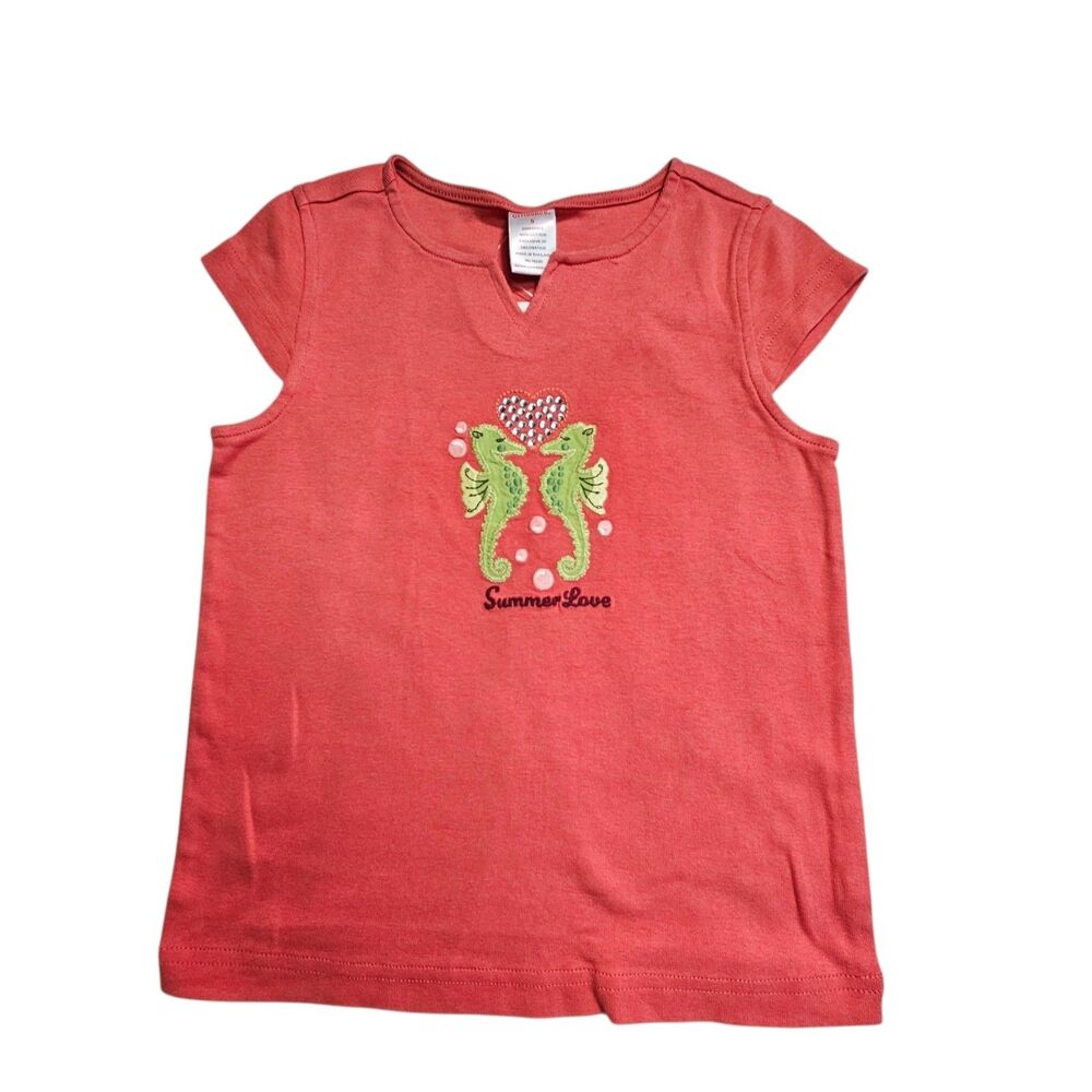 Vintage Gymboree Top Girls Size 5 Coral Reef Seahorse Shirt Cap Sleeve NWT
